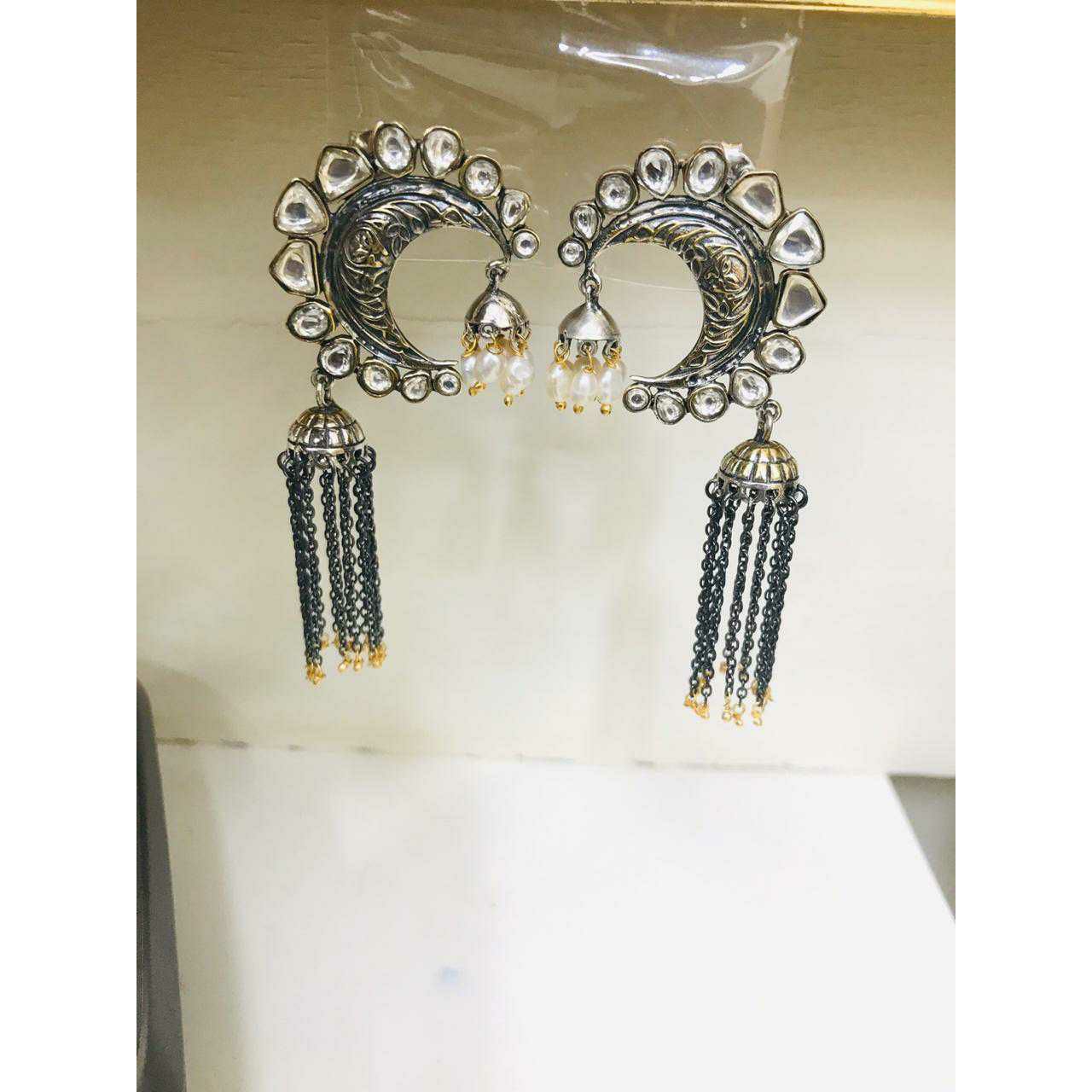 92.5 Sterling Silver C Shaip Oxodize Mina Zummer Earrings Ms-2897