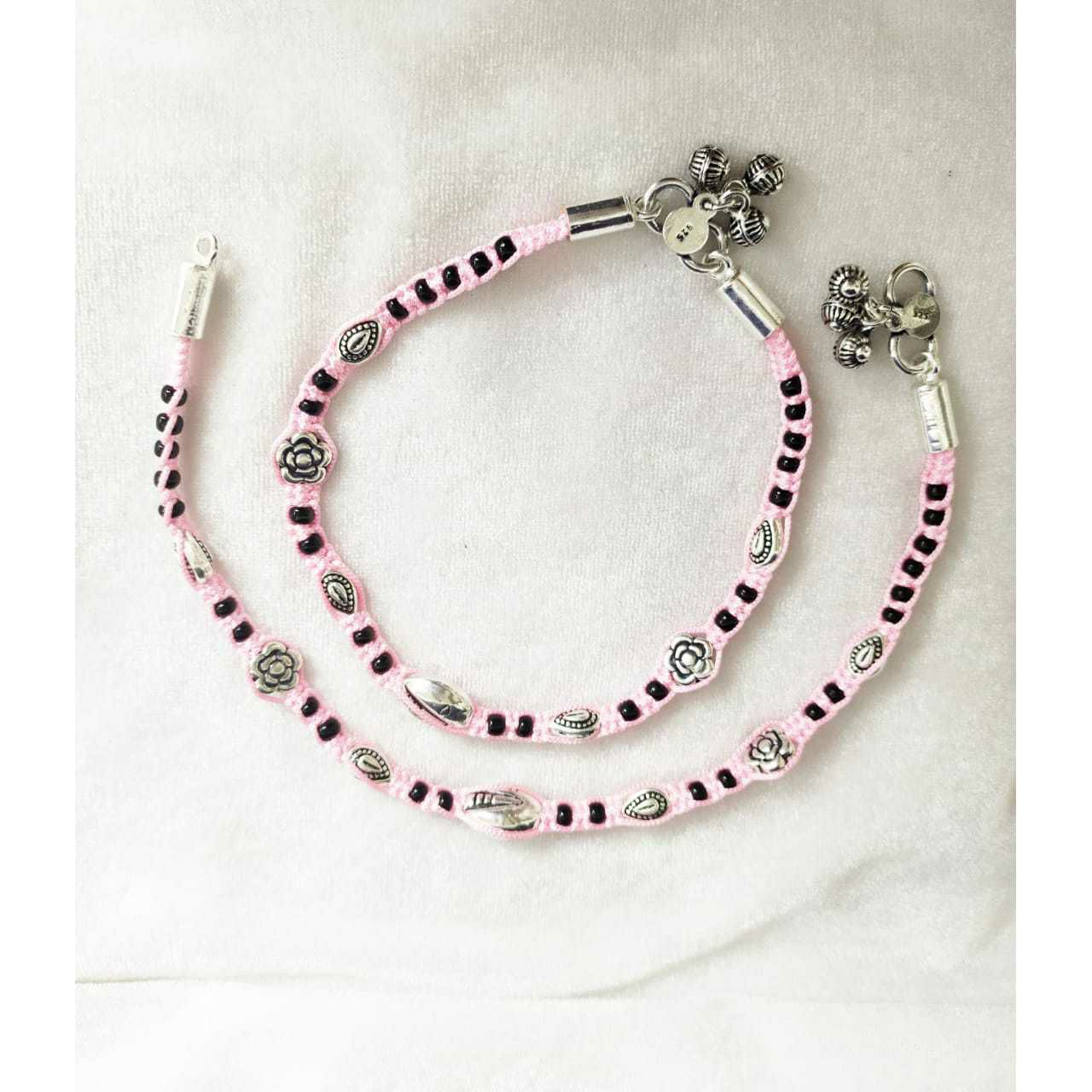 92.5 Sterling Silver Ladies Different Coclour Anklet Ms-2893
