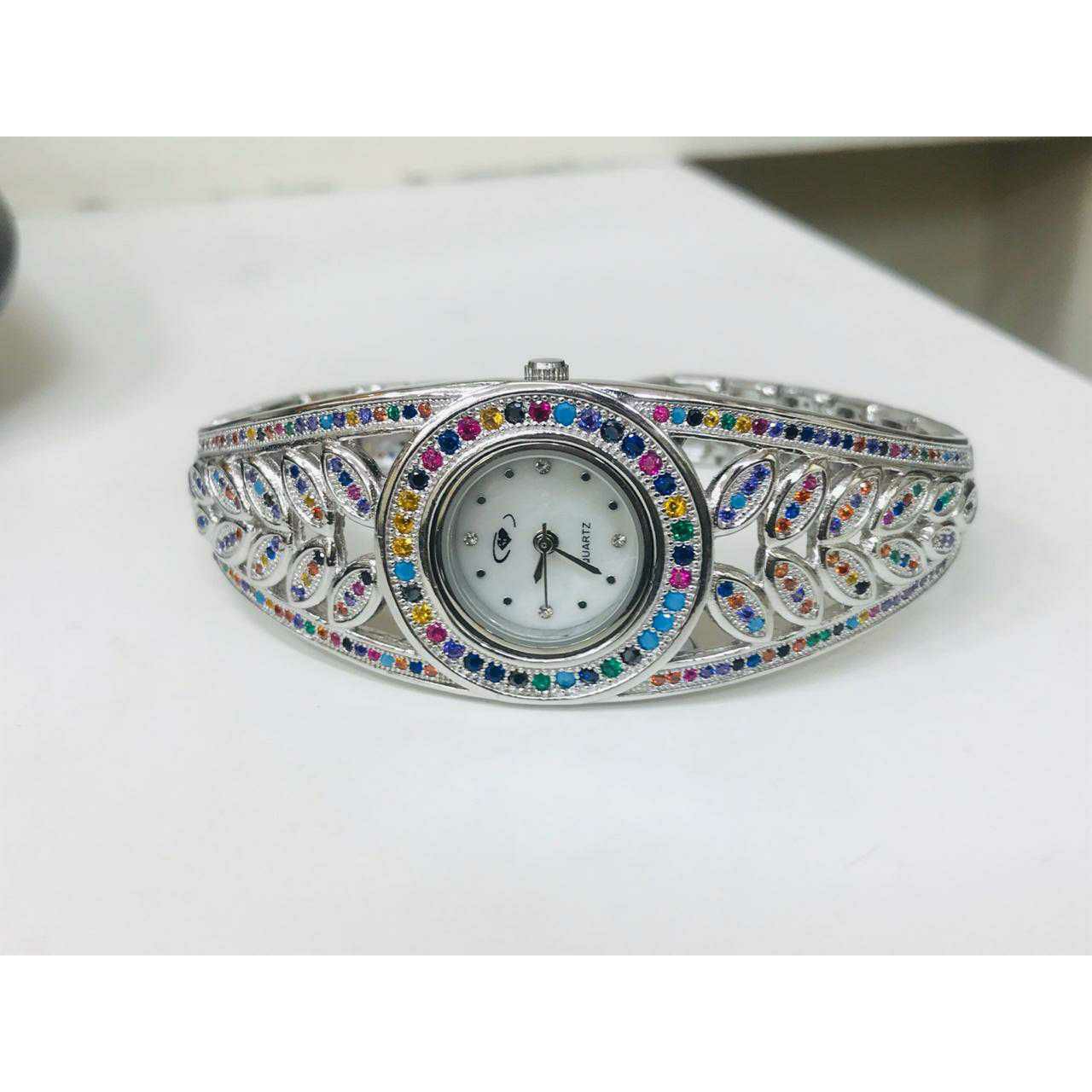 92.5 Sterling Silver Micro Colour Ladies Hand Watch Ms-2876