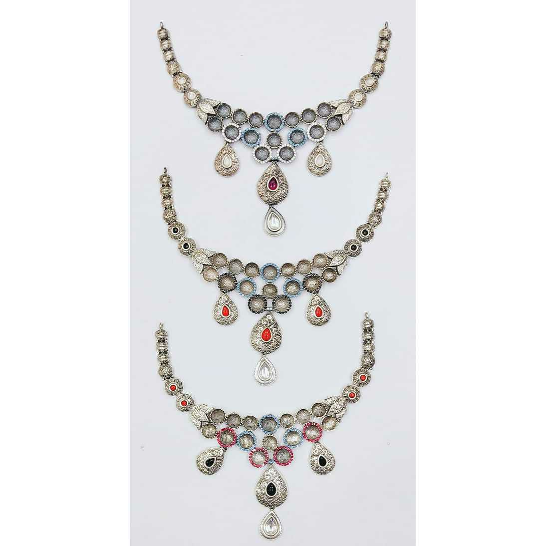 92.5 Sterling Silver Jadtar Half Necklace Ms-2854