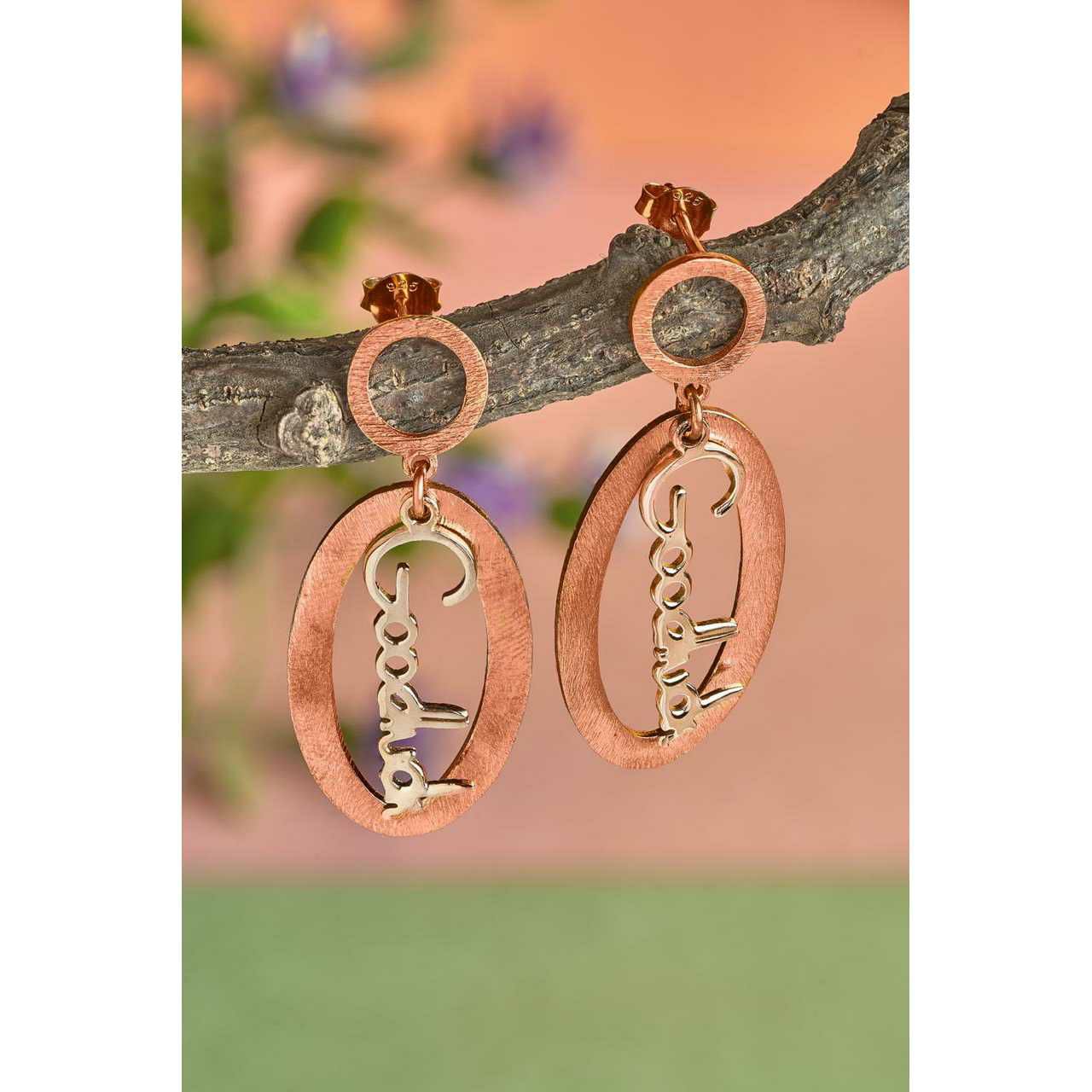 92.5 Sterling Silver Rose Gold Red Finish Earring Ms-2743