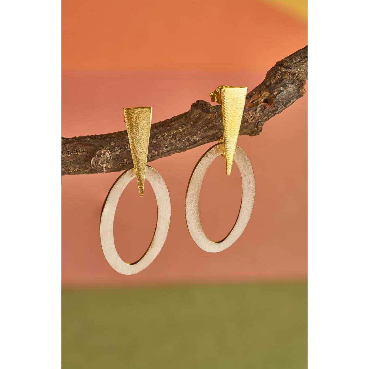 92.5 Sterling Silver 2(Two) Tone Light Dark Rose Gold Earring Ms-2737