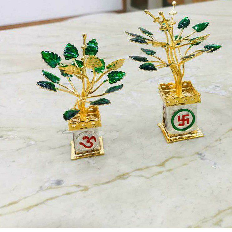 92.5 Sterling Silver Om Sathiya 2(Two) Tone Ganga Jamna Silver Gold Colourfull Tulsi Kyara Ms-2694