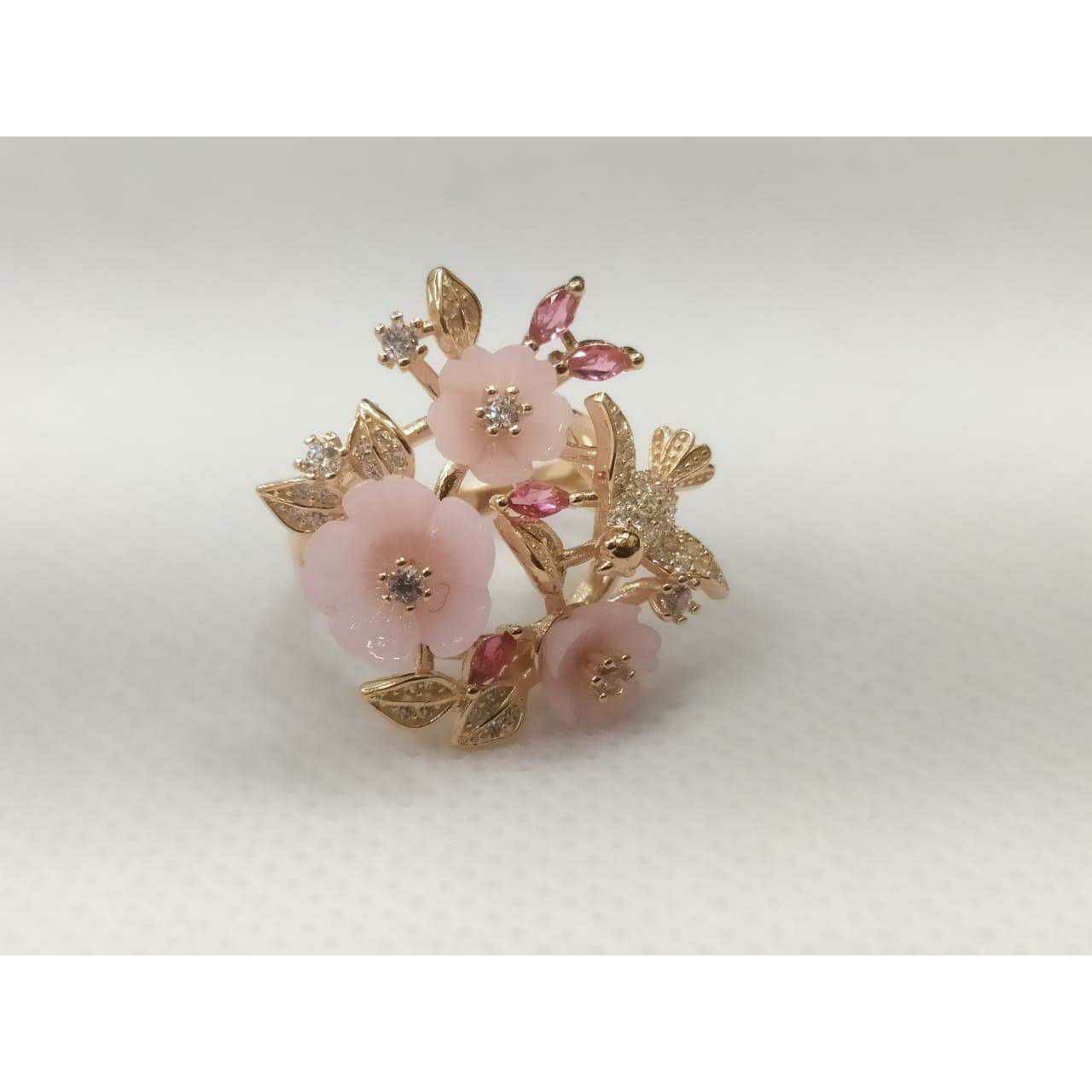 92.5 Sterling Silver Ros Gold Universal Dezine Ring Ms-2641