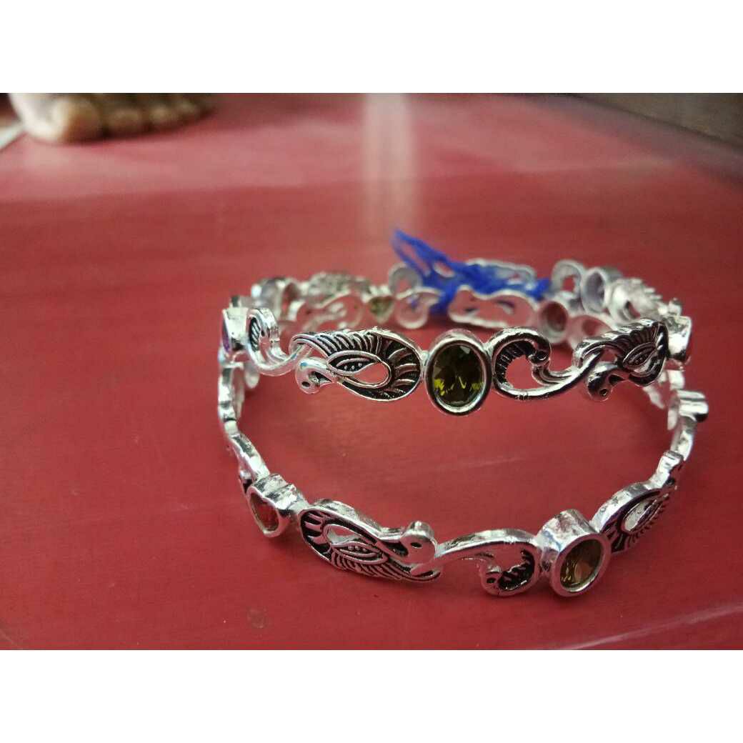 Oxodize Peacock & Duck Pis Oval Dimond Semi Micrositting Bangle(Kadli,Kangan,Kada,Patla) Ms-2601