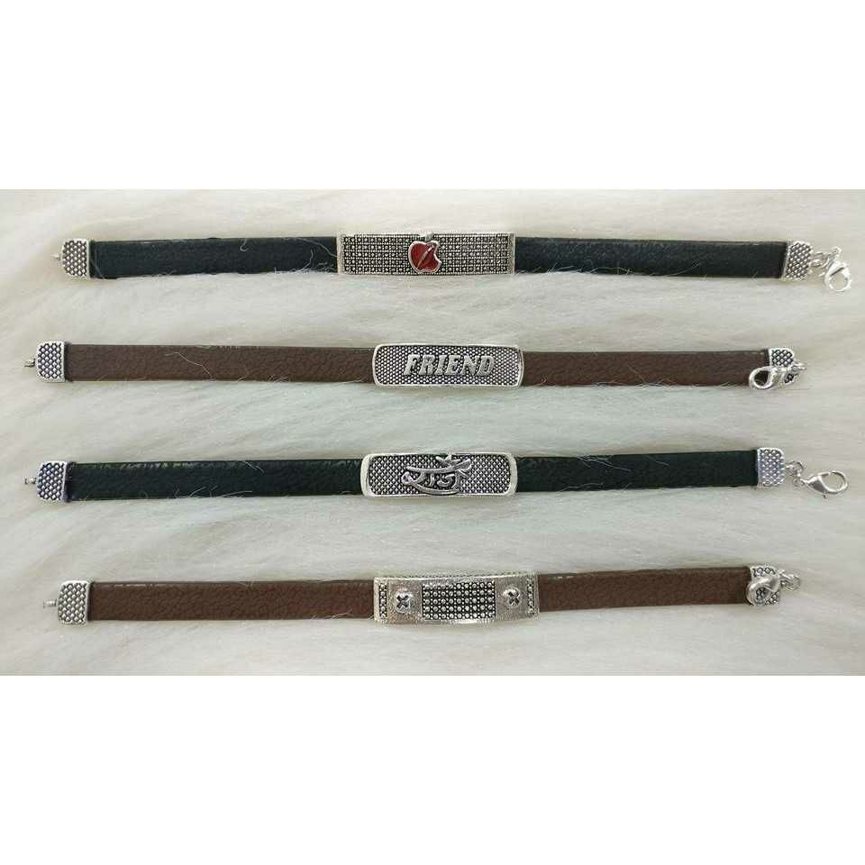 Apple Friend Different Type Of Oxodize Casting Pis Black,Bround & Other Colorful Leather Strait Bracelet Ms-2598