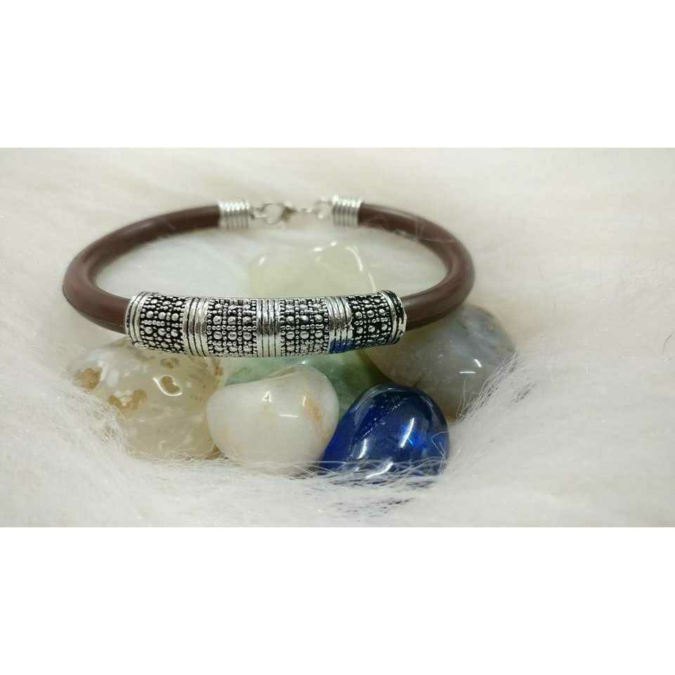 Oxodize Handmade Working Pis Brown Color Rubber Bracelet Ms-2590