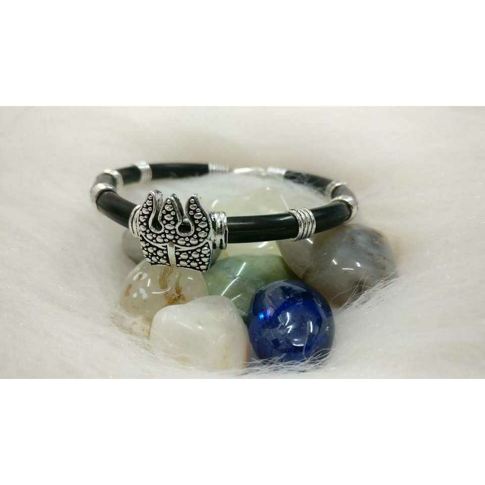 Black Color Rubber Oxodize Trisul Pis Bracelet Ms-2588