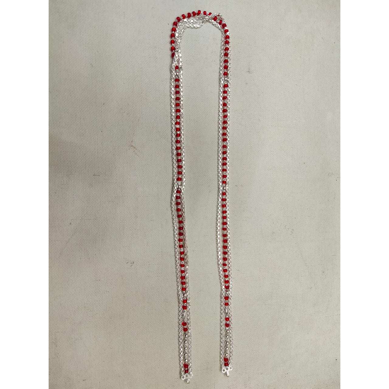 3(three) line bol milan chain red(lal) Pearl(moti) plain mangalsutra ms-2521