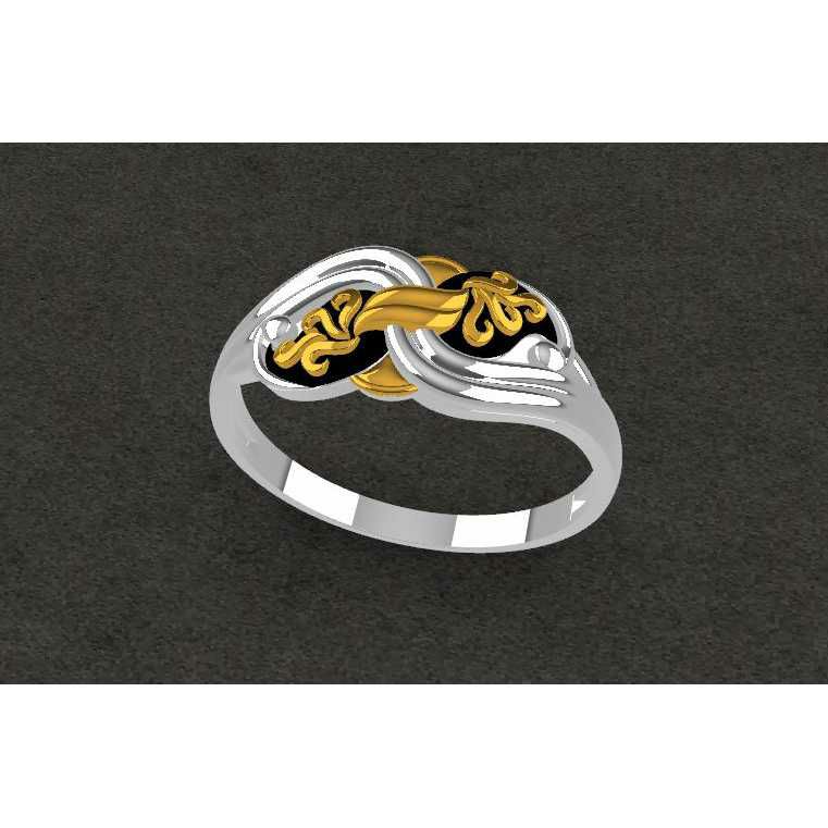 2(Two) Tone Silver Gold Ganga Jamna Ring Ms-2477