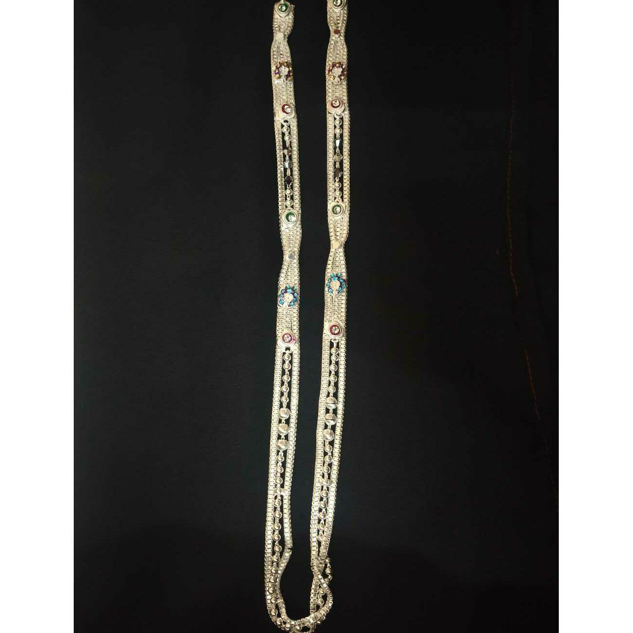 Sadak chain badal box bol mina casting dimond 3(tran,three) line safed(white) mangalsutra
