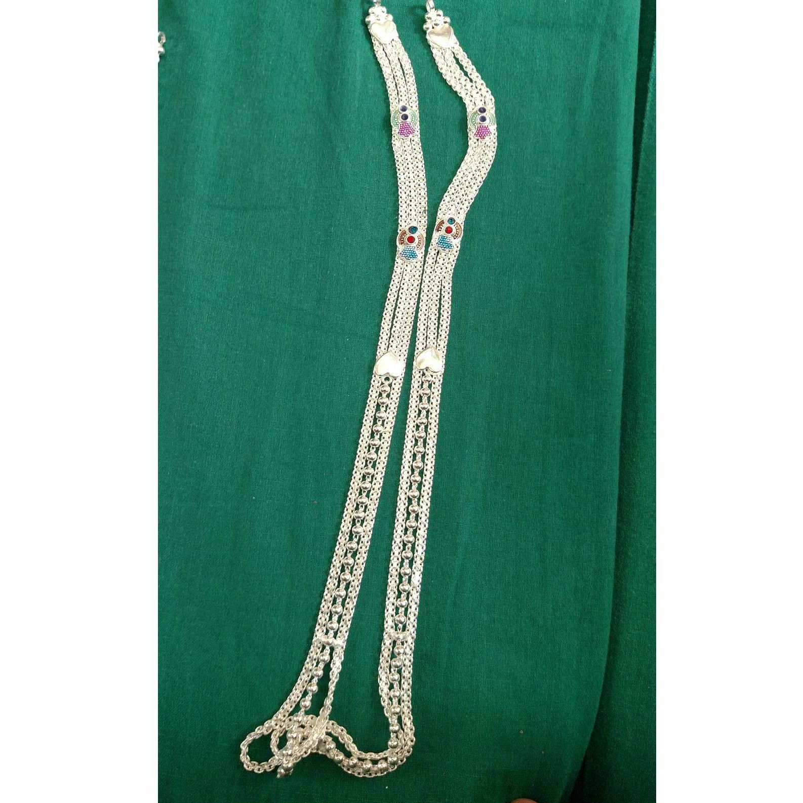 Plain Milan Chain Middle Bol(Vacche Bol) 3 Line  White Mangalsutra