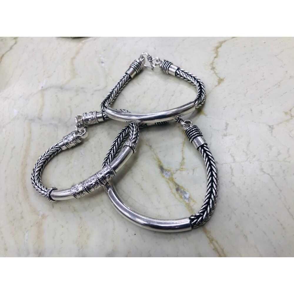 92.5 sterling silver Oxidised baccha kada