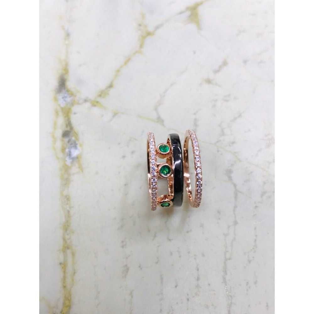 92.5 Sterling Silver Green Stone Ladies Ring