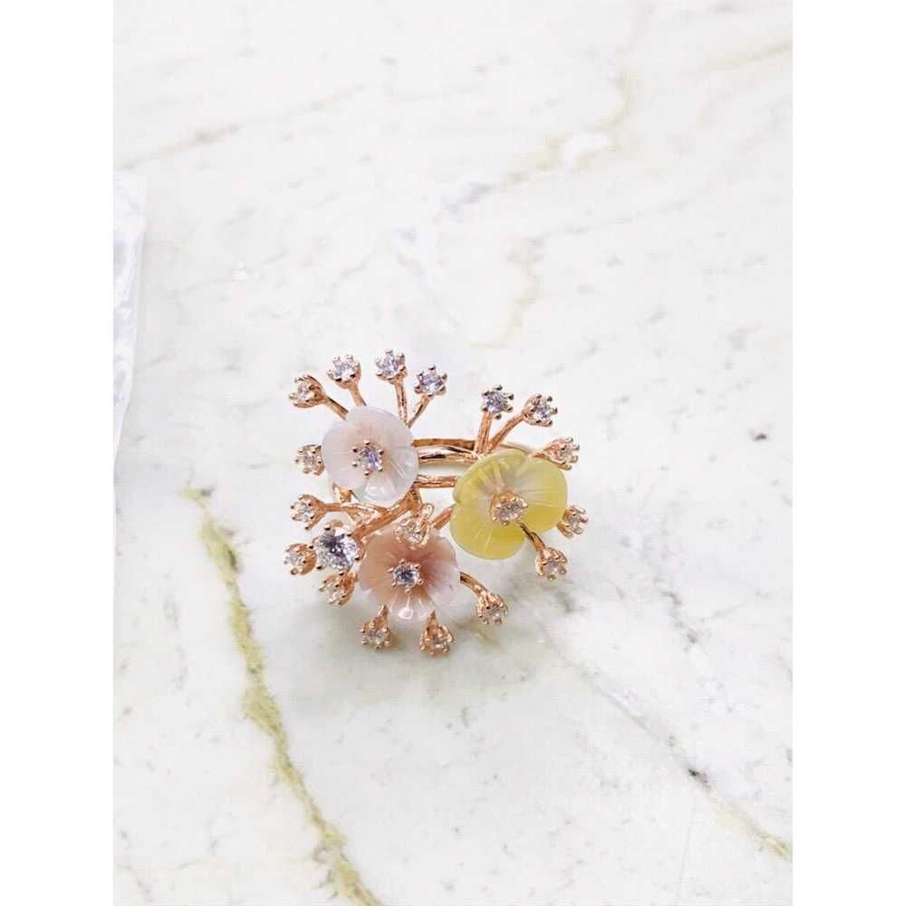 92.5 Sterling Silver Colorful Flowers Ladies Ring