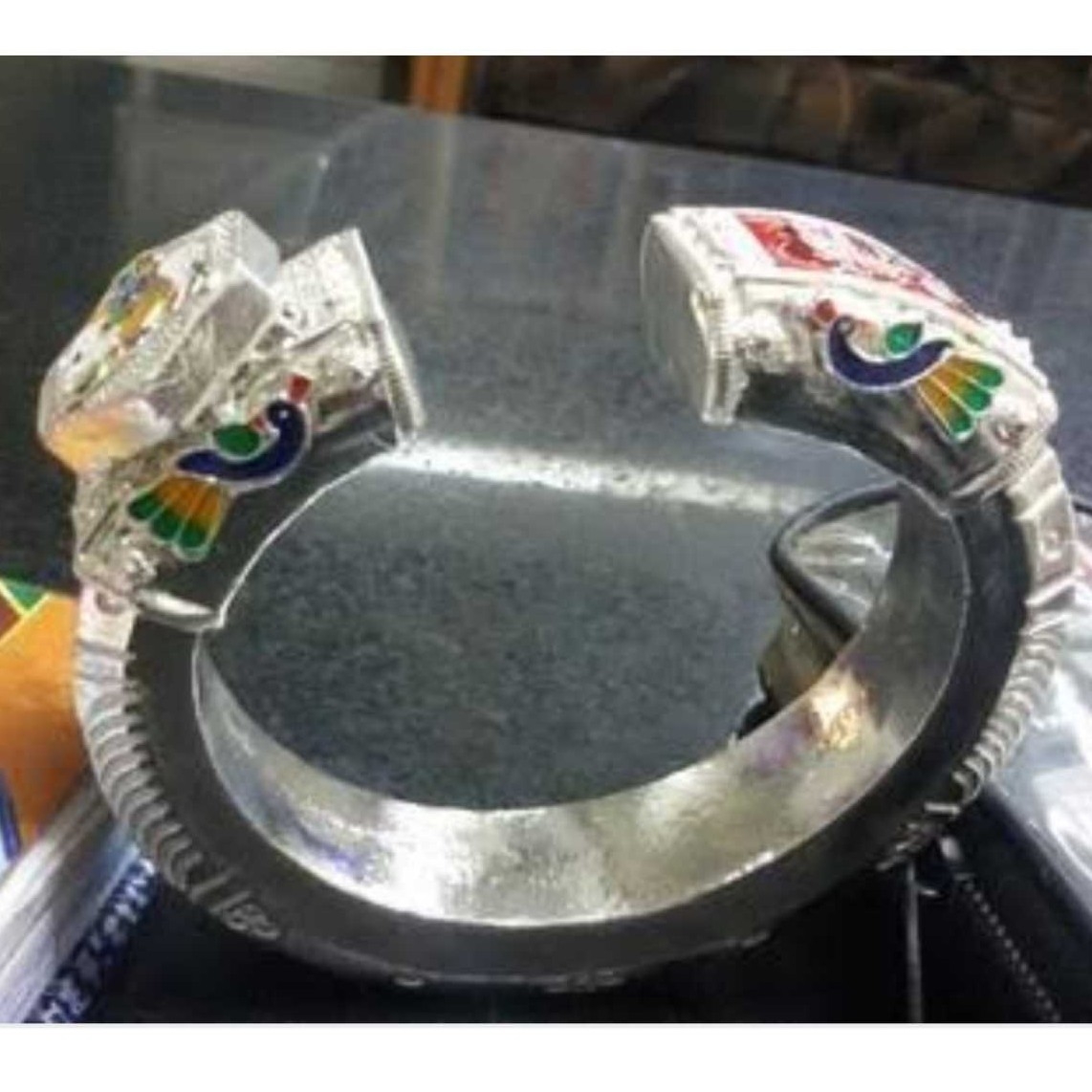 Silver Ladies Indian Fancy Bharvadi Kada white