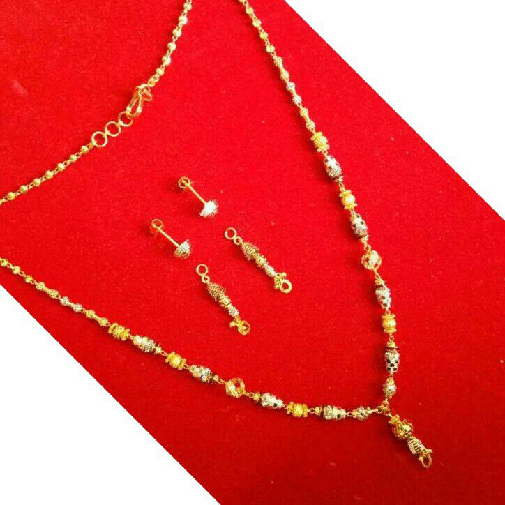 Delicate 916 Gold Mug Mala With Earrings