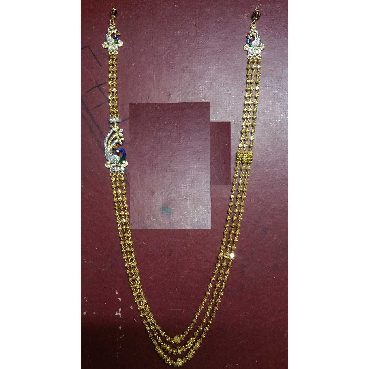 22KT Gold Ladies Vertical 3 Line Peacock Design Dokiya