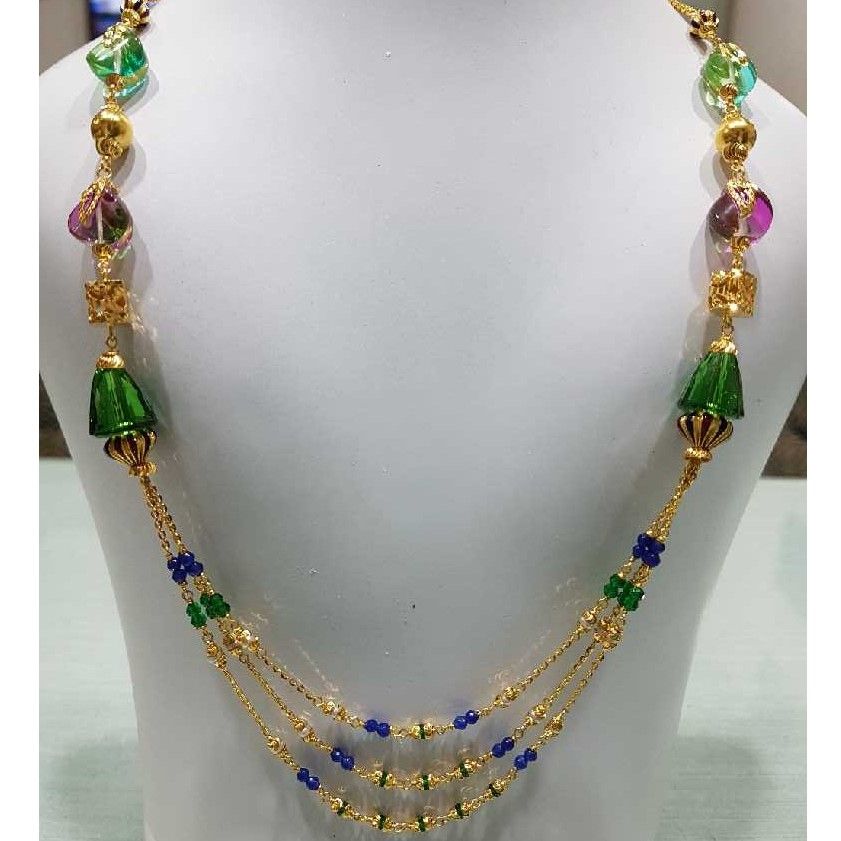 22K  Gold Indian Ladies 3 Line Antique Mala