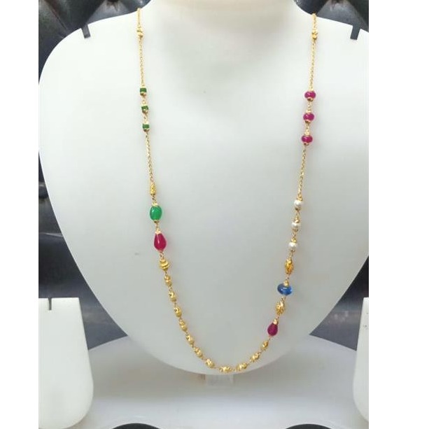 Gold multicolor pearls necklace for women