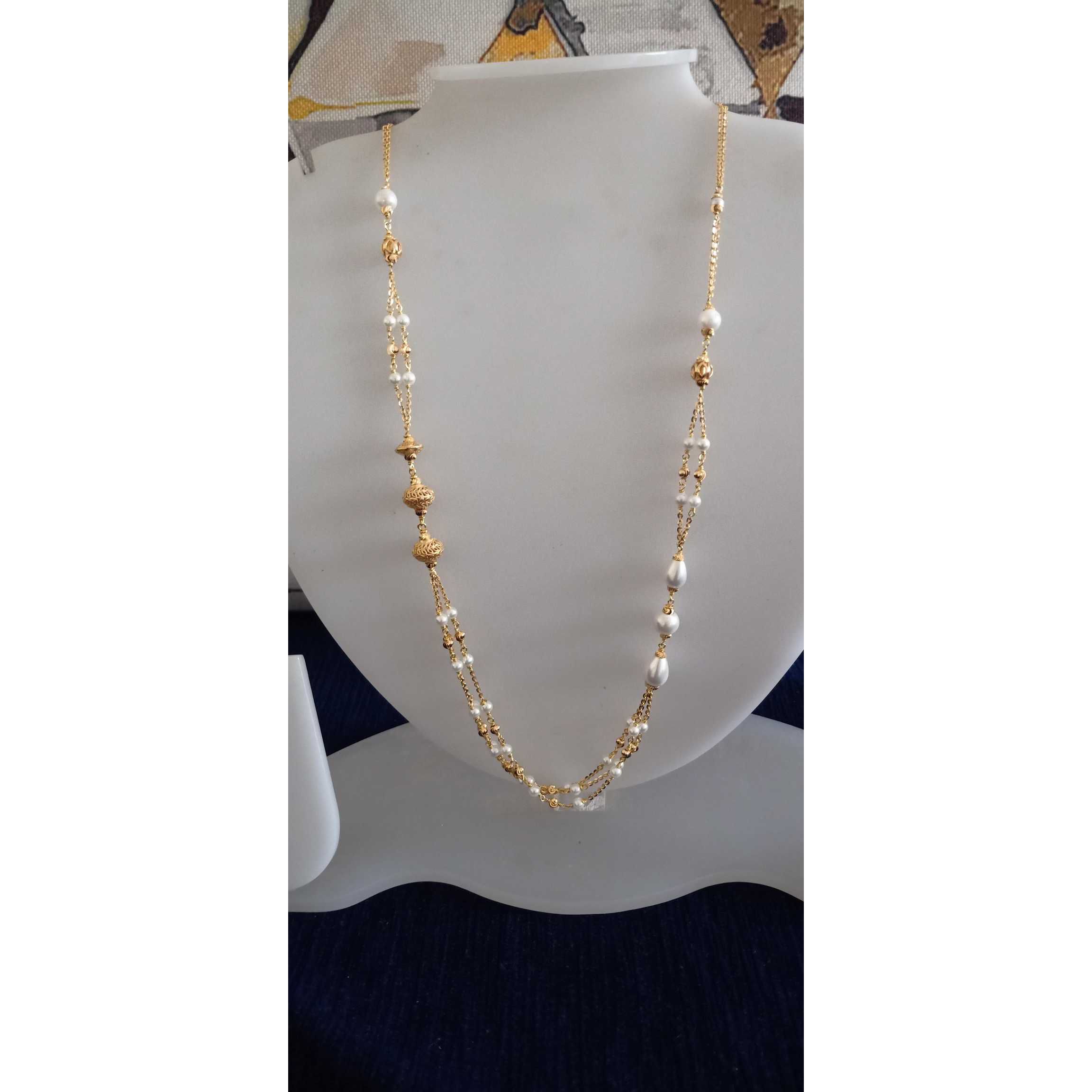 22 Ct Gold Classic White Fancy Mala