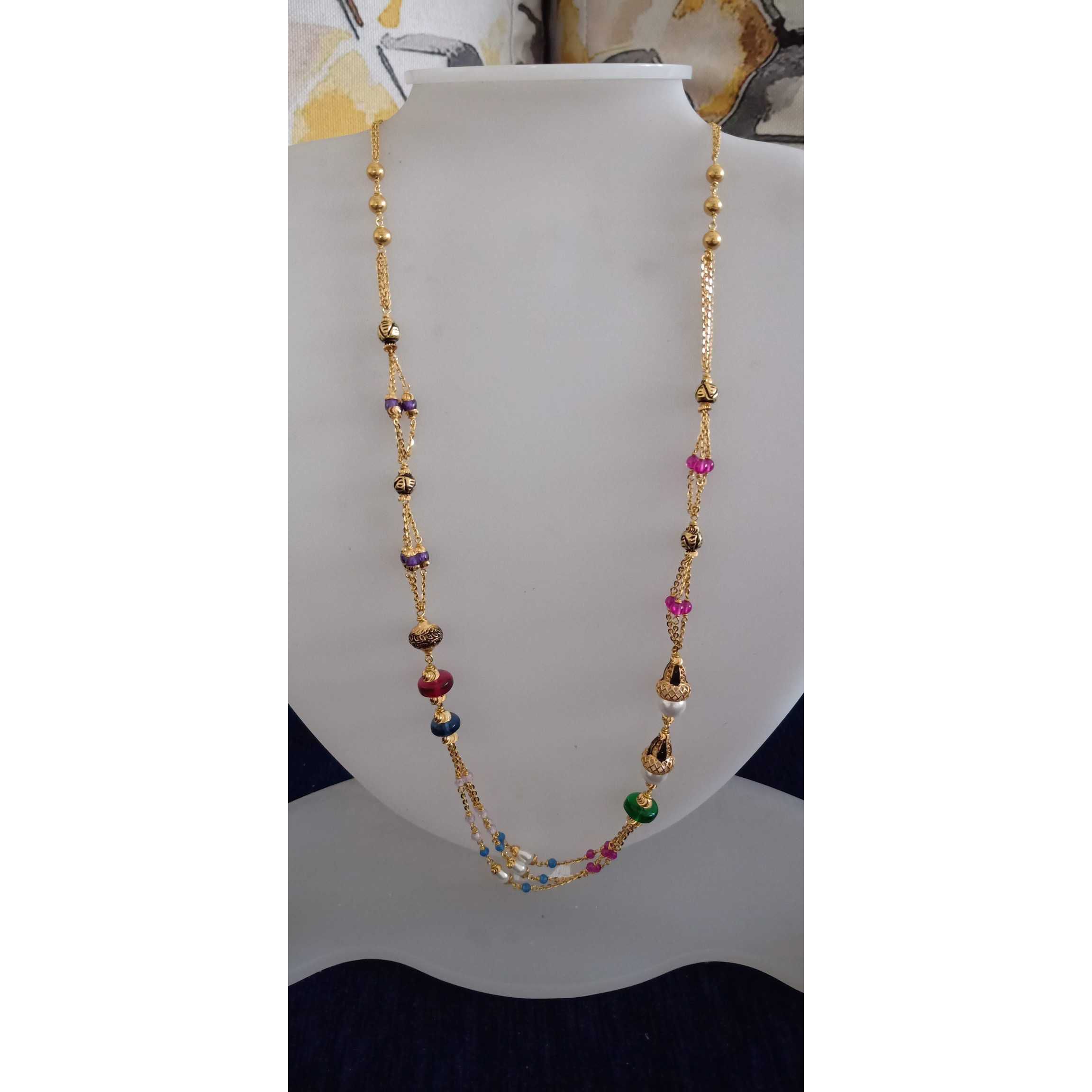 22 Ct Colorful Gold Fancy Mala