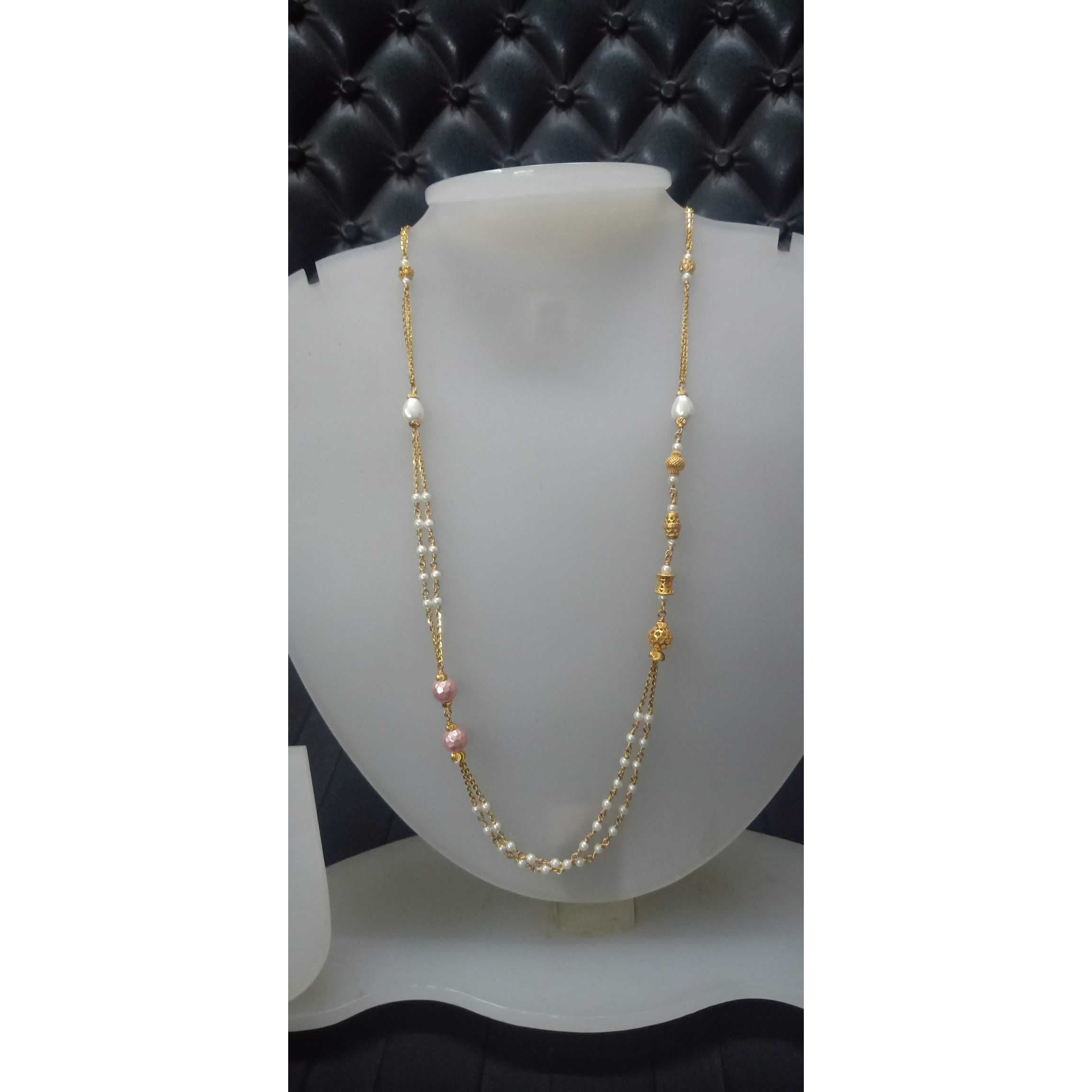 916 Gold White Classic Fancy Mala