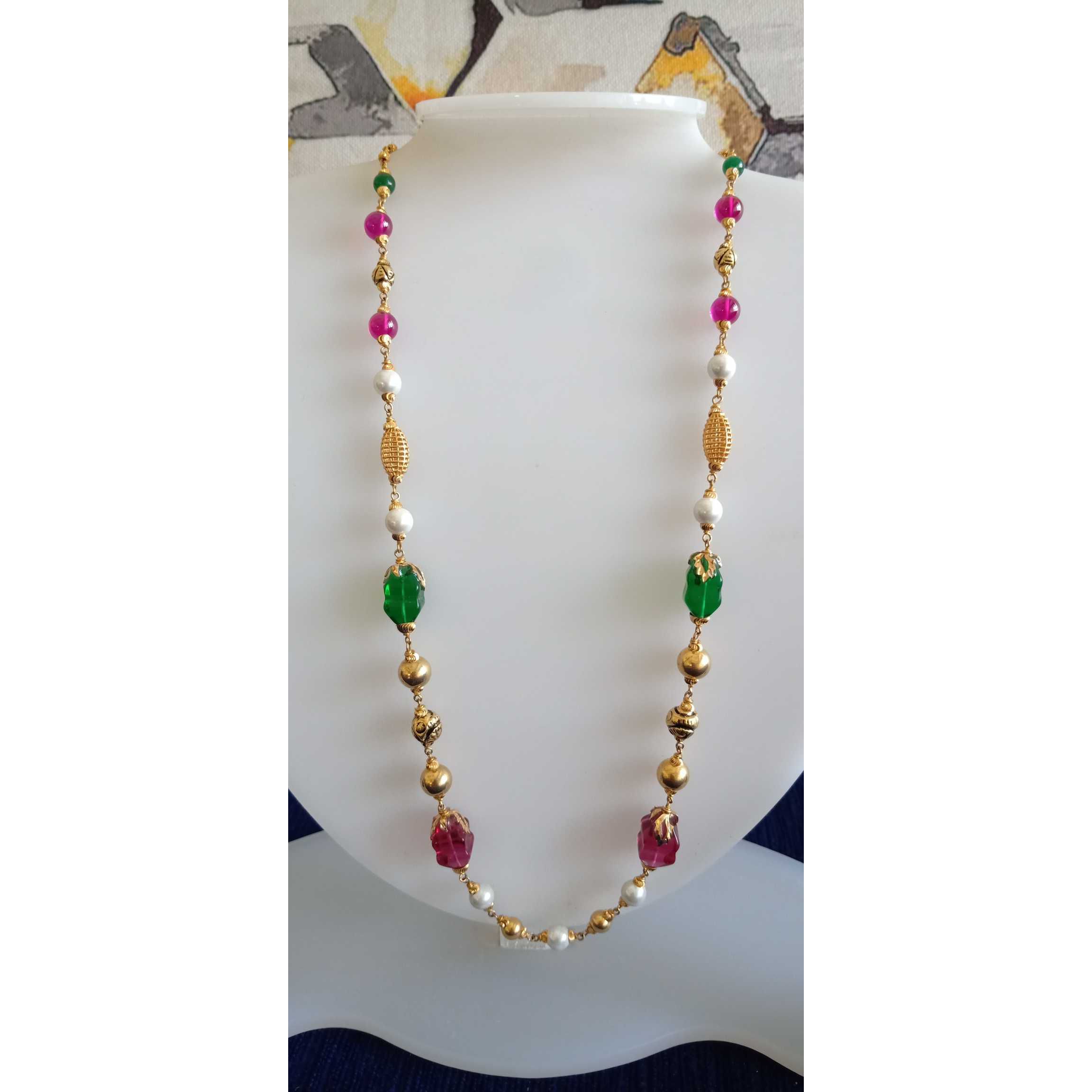 916 Gold Colored Stone Chain Mala