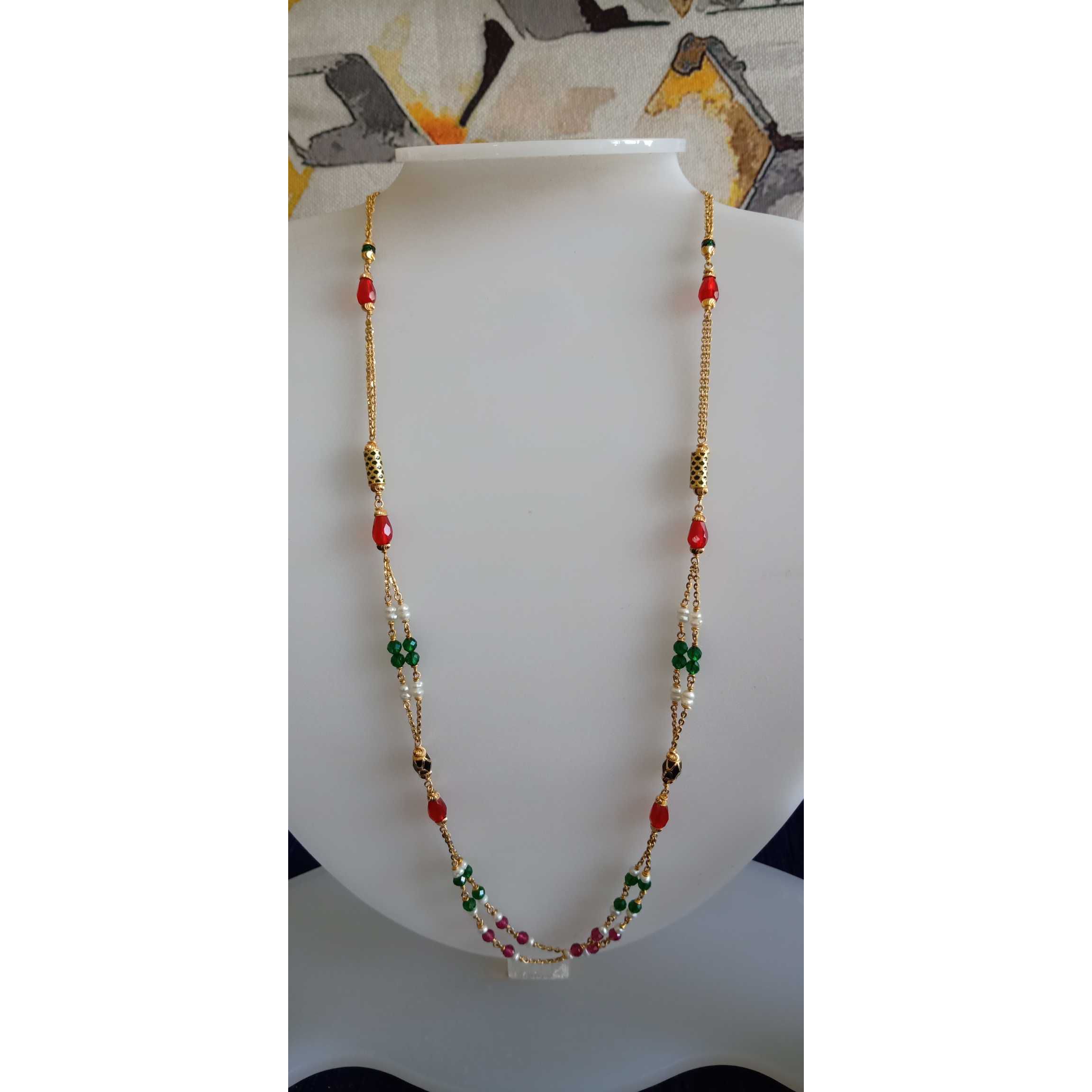 22 Ct Colorful Beaded Gold Fancy Mala