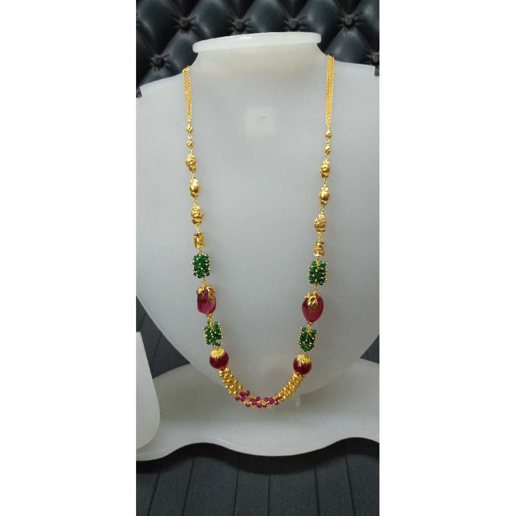 22KT Authentic Gold Designer Colorful Chain Mala