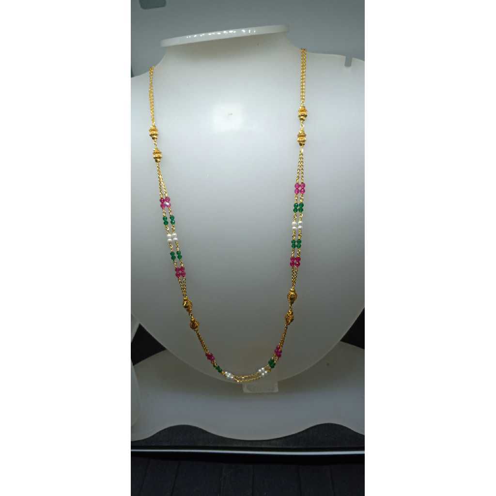 22KT Gold Antique Colorful Chain Mala