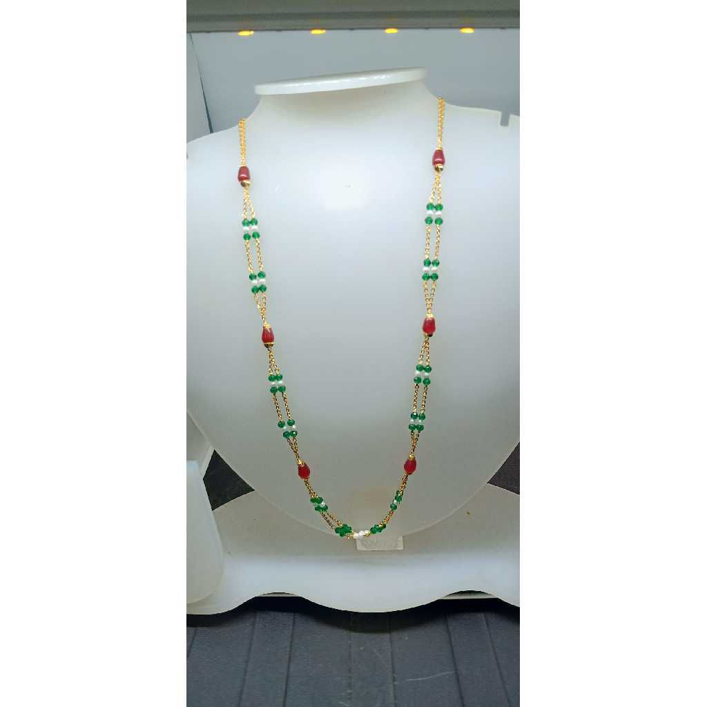 22KT Colorful Beaded Gold Designer Chain Mala