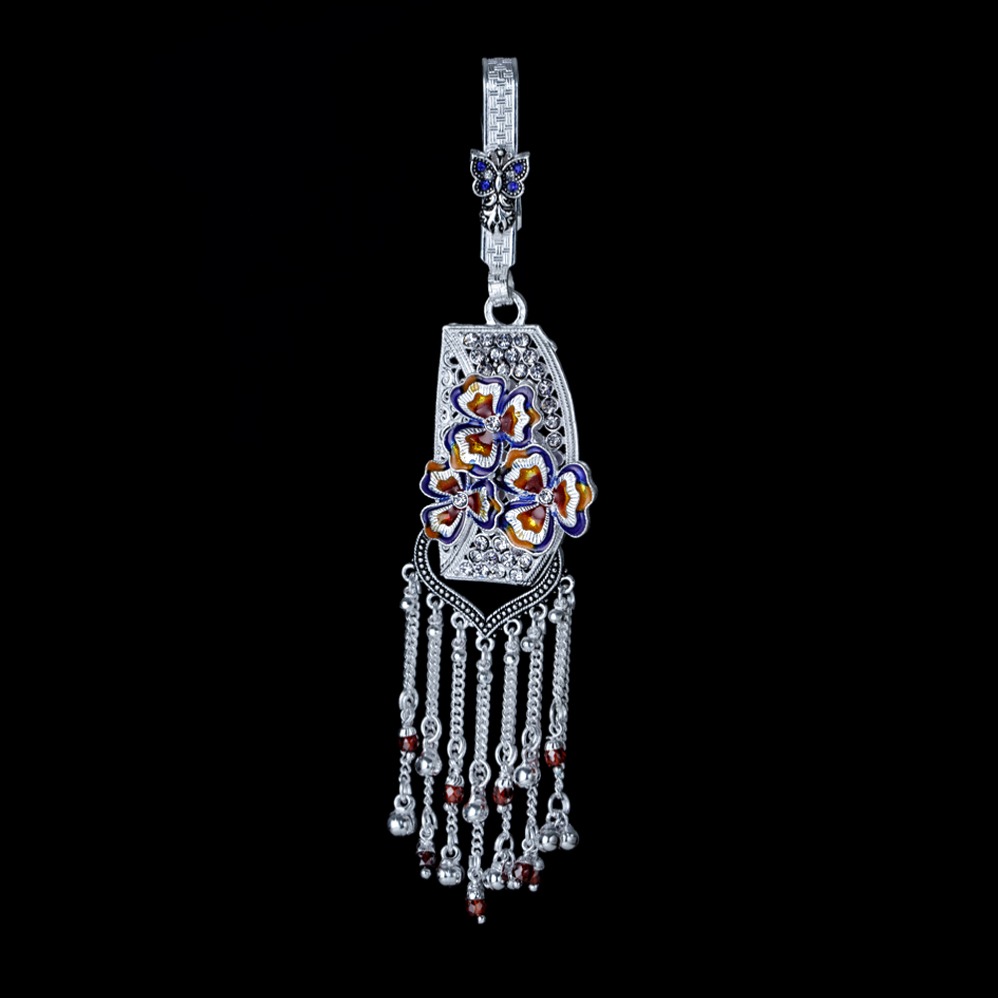 Silver Stylish Flower Design Latkan Juda