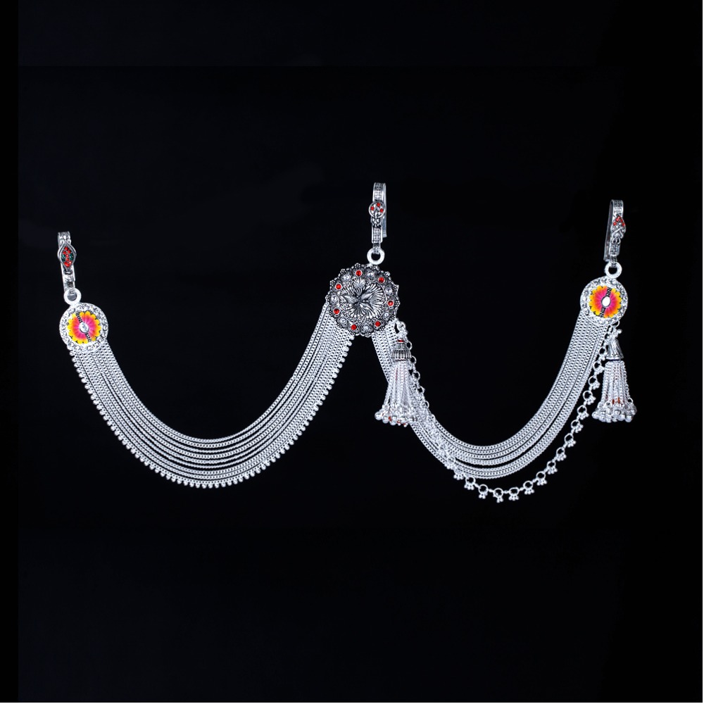 Silver Antique Colorful Design Kandora