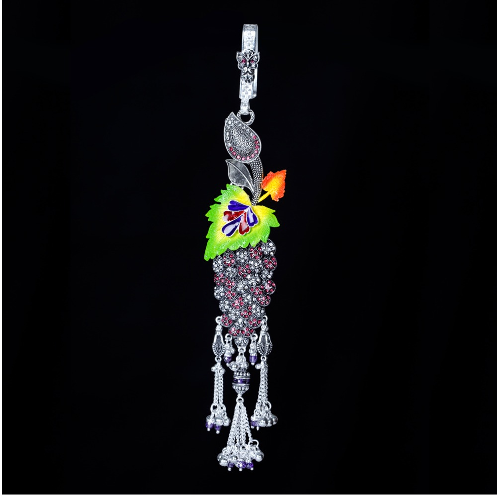 Silver Fancy Colourful Leaf Design Juda Waist Keychain