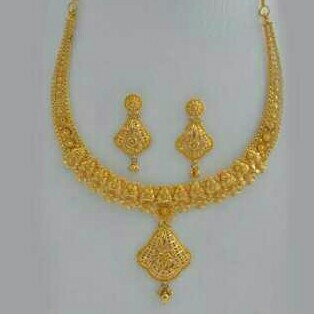 Gold Ladies Indian Designer Necklace Yellow