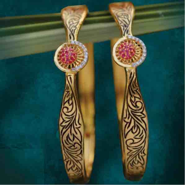 916 Gold Fancy Pink Stone Designer Kadali