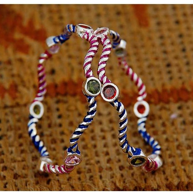 Silver Kids Indian Fancy Kadli White
