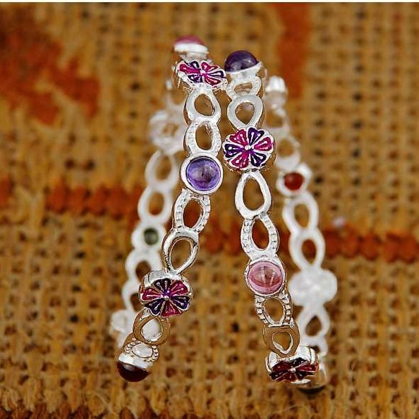 Silver Kids Indian Fancy Kadli White