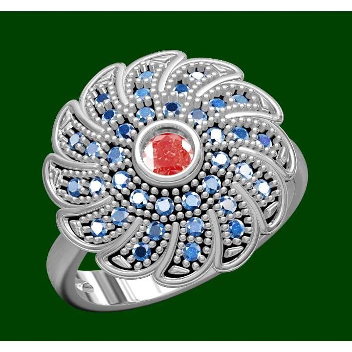 Silver Ladies Indian Fancy Ring White