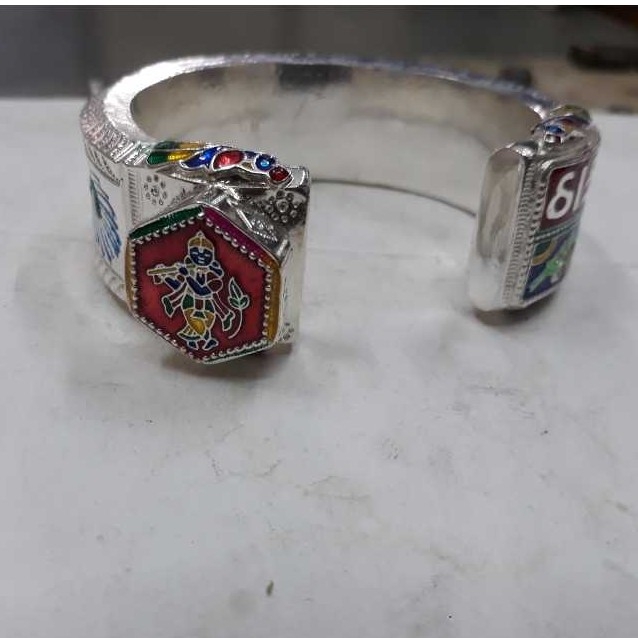 Silver Gents Indian Fancy Bharvadi Kada