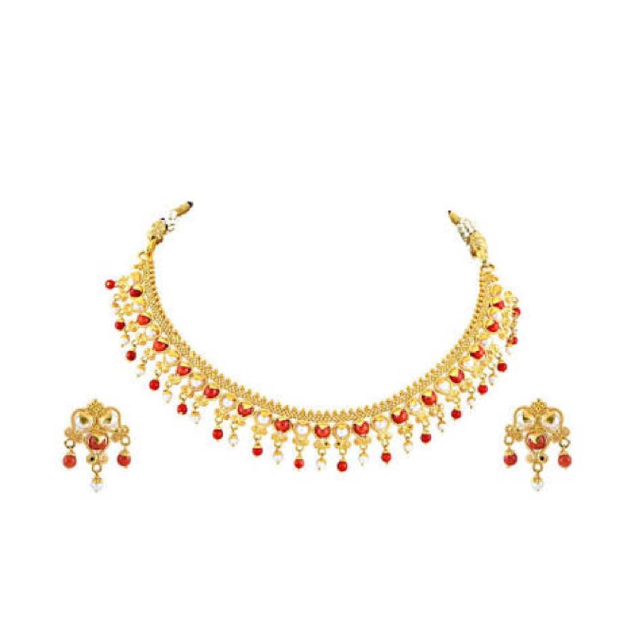916 Gold Indian Modern Necklace Set
