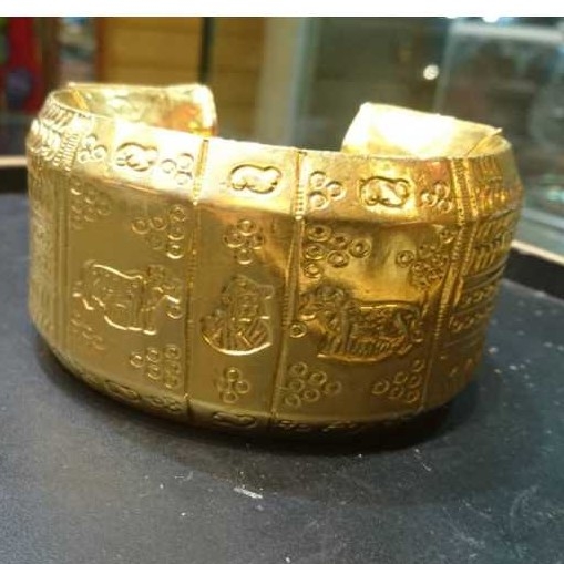 Gold Gents Indian Fancy Bharvadi Kada Yellow