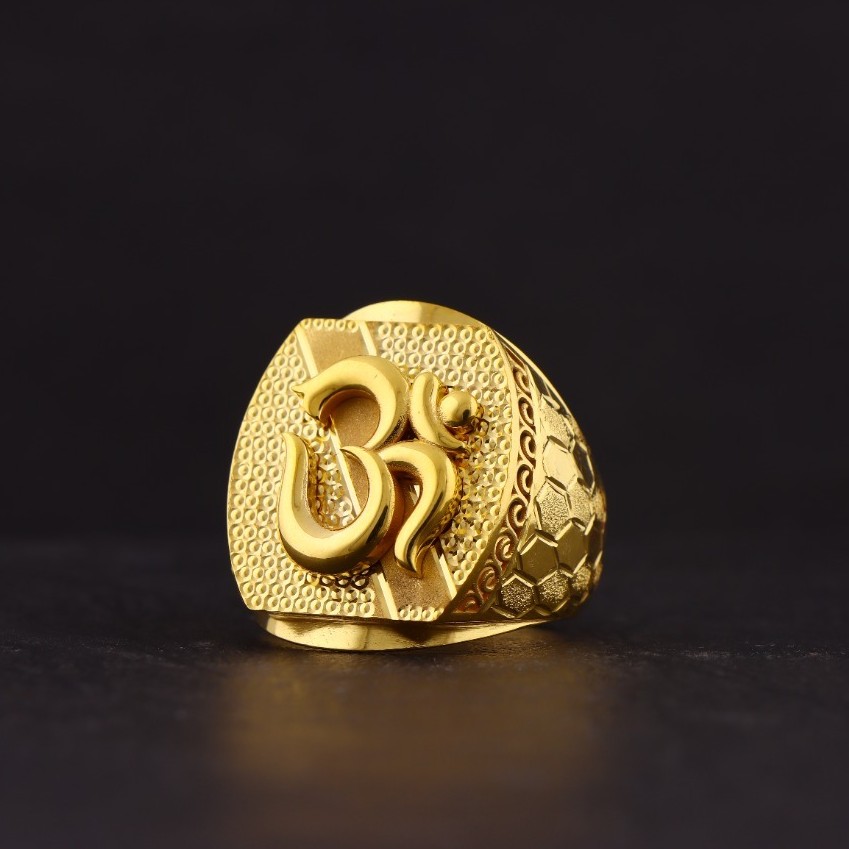 916 Gold Om Design Ring For Men