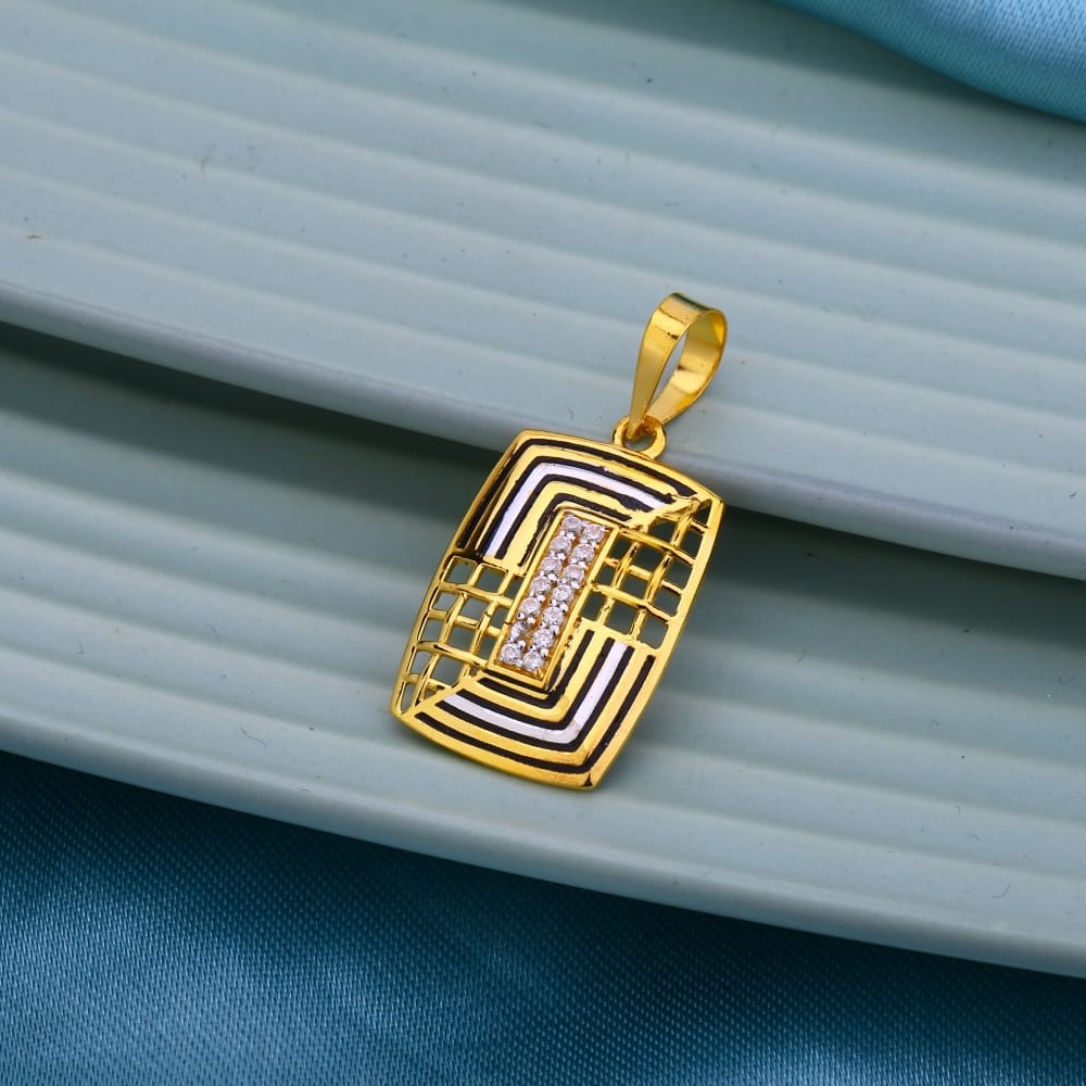 22K Gold Rectangle Shape Pendant