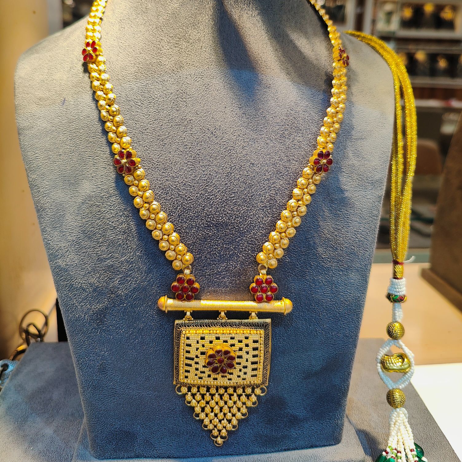 22K Gold Antique Long Necklace