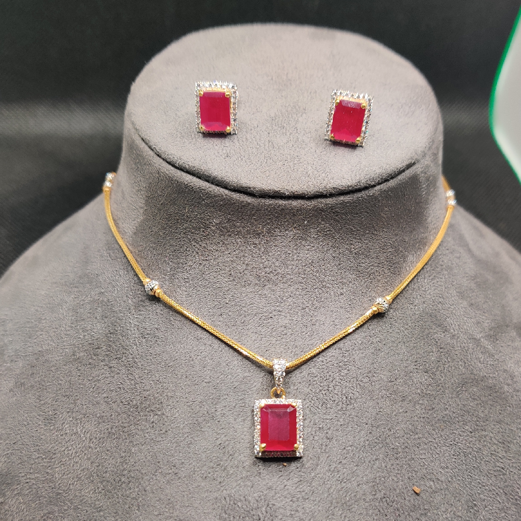22k diamond fancy chain pendant Set