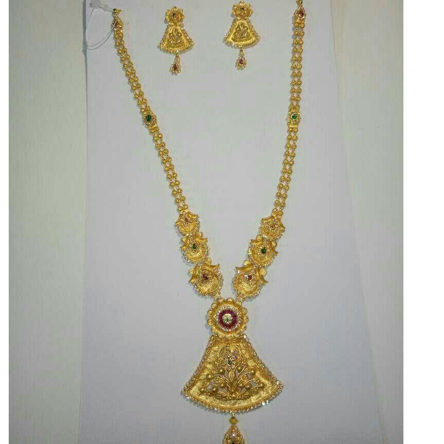Indian Style 22KT Gold Long Meenakari Necklace set
