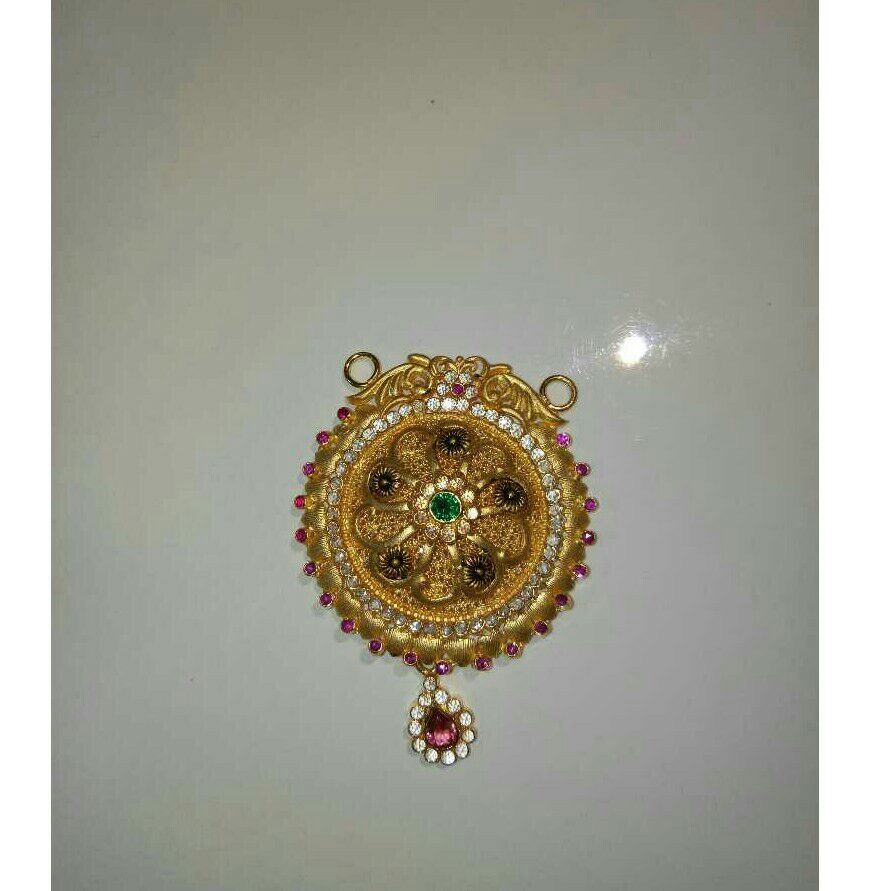 916 Gold Round Meenakari Pendant