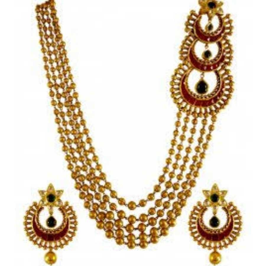 22K Gold Ladies Indian Fancy Necklace Set
